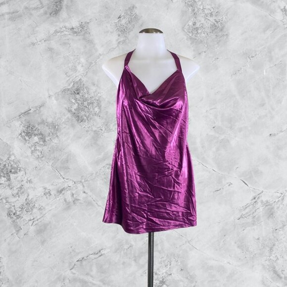 MORE TO COME Courtney Halter Mini Dress - Magenta - Picture 4 of 11